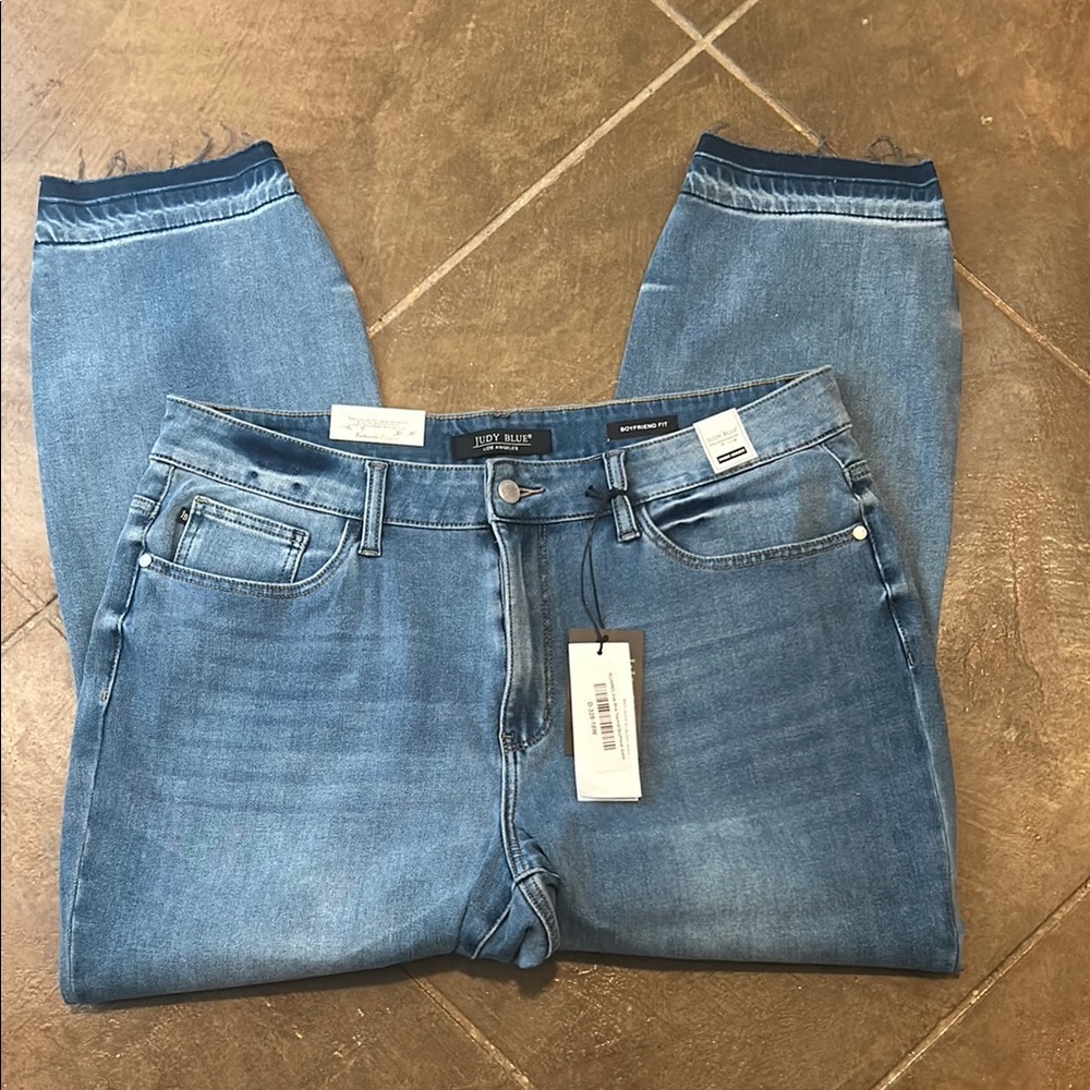 Judy Blue Boyfriend Jeans with Subtle Whiskering and Soft Texture